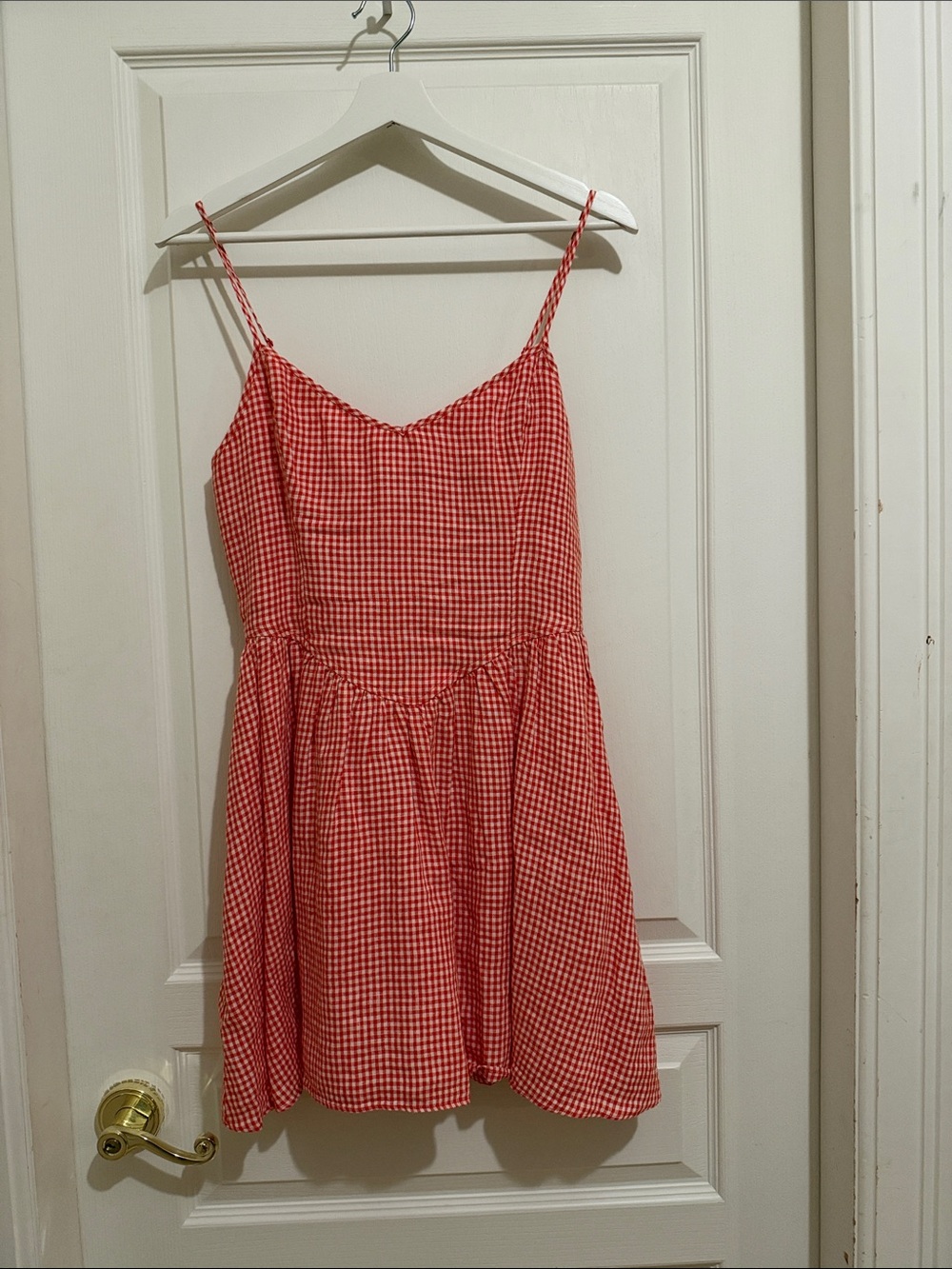 Wilfred Red Gingham Spaghetti-Strap Mini Dress